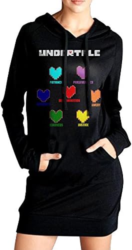 JAM CHEN Undertale Colorful Hearts Soul Womens Pullover Hoodie With Kangaroo Pocket L