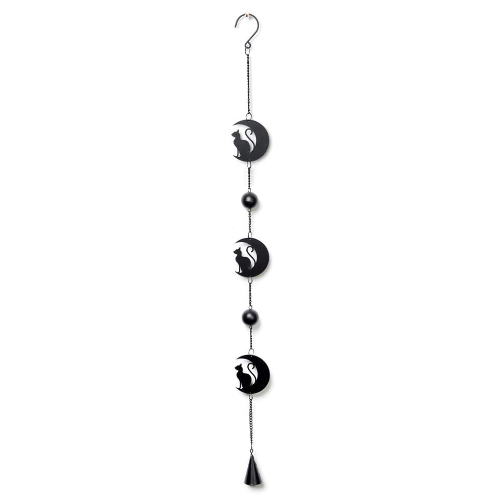Alchemy Cat & Moon Hanging Decoration Black 6 x 80cm
