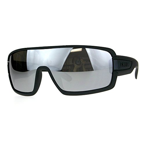 Mens Kush Robotic Shield Color Mirror Plastic Oversize Sunglasses Mirror Grey