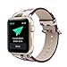 YOSWAN Bracelet for Apple Watch, National Black White Floral Printed Leather Watch Band 38mm 42mm Strap for Apple Watch Flower Design Wrist Watch Bracelet (White+ Purple flower, 38mm)