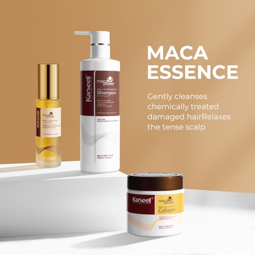 Karseell Collagen Hair Treatment Deep Repair Conditioning Mask, Shampoo and Argan Oil Set for Dry Damaged Hair of All Types - 16.9floz + 16.9floz + 1.69floz