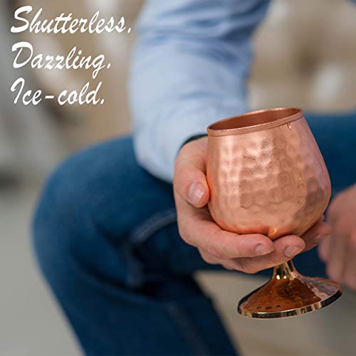 Copper Cognac glasses set of 4-14oz - Solid copper snifters - Moscow mule mugs for brandy, congnac, wine. - 7th anniversary gift.