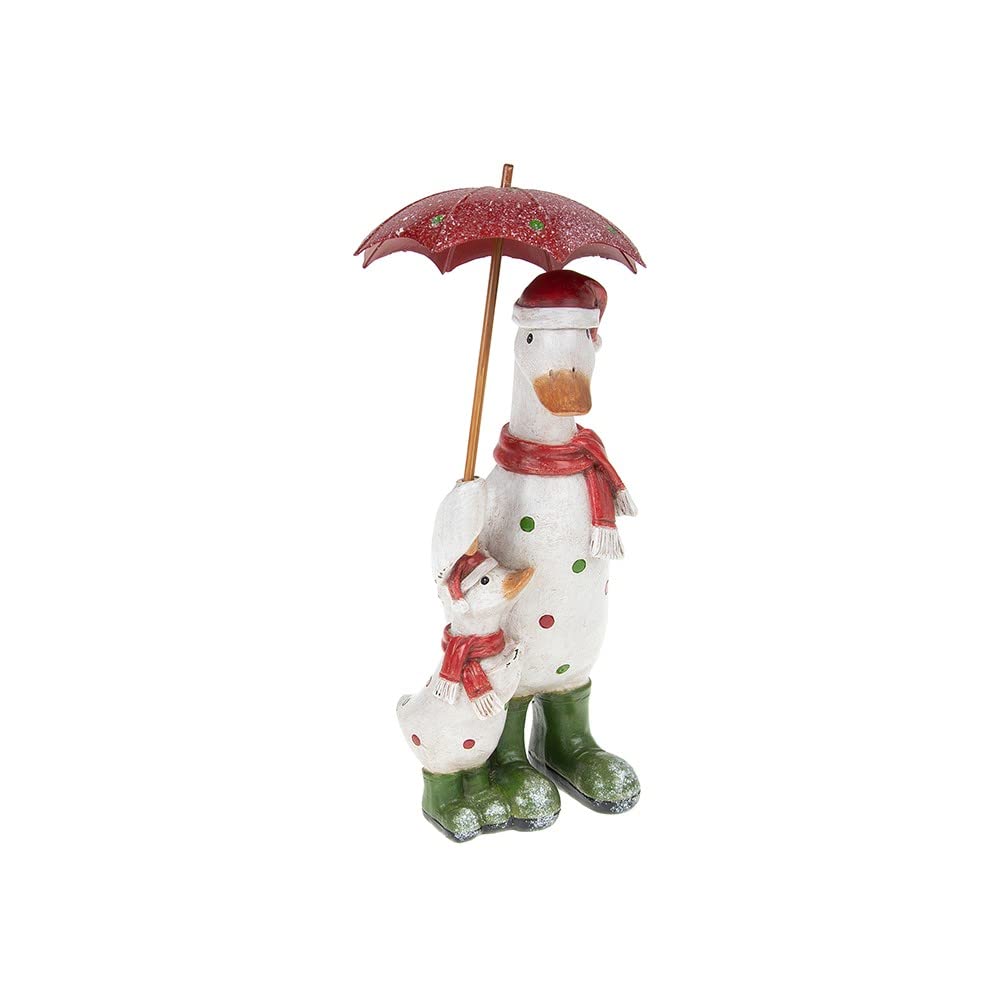 Shudehill White Red and Green Dotty Brolly Duck Mum and Baby