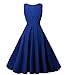 NINEWE Classic 50s Audrey Hepburn Boat Neck Black Swing Retro Vintage Dress Blue M
