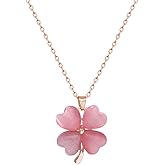 Dtja Cute Clover Flower Pendant Necklace for Women Girls Gold Plated Cats Eye Shamrock Leaf Charms Link Chain Necklace Adjustable Delicate Luck St.Patrick's Day Birthday Wedding Jewelry Gift 18 Inch