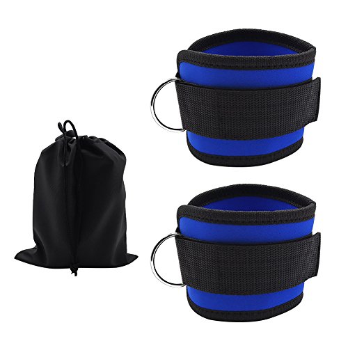 Ankle Straps for Cable Machines, 2-Pack Padded Ankle Strap Leg Strap with D-Ring for Exercise Weight Lifting, Men, Women, Ankle Fitness (Blue) - Thumbnail 7