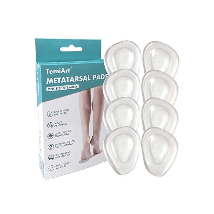 Temiart Ball of Foot Cushions Metatarsal Pads for Women Men Soft Gel Insoles Supports Forefoot Cushioning, Pain Relief…