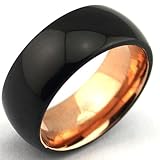 Domed Polished Tungsten Carbide Rings Black Plated Surface and Rose Gold Plated Interior 8mm (10)