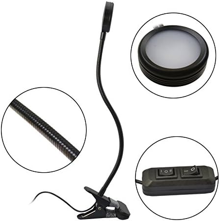 RCLITE Eye Protection Portable Clamp on LED Desk Lamp LED Reading Lamp with 2-Levels Brightness Switch Dimmer, 6W, Warm White and White Light Convertible (Black)