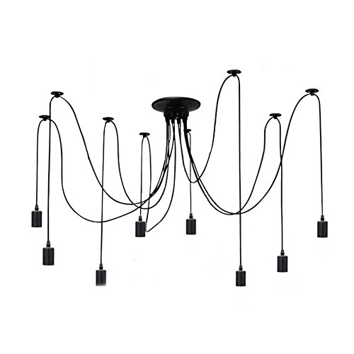 ZHMA Ceiling Spider Lamp Light Pendant Lighting, Antique Classic Adjustable DIY Lighting Chandelier Modern Chic Industrial Dining 8 Arms(each with 1.7m wire)