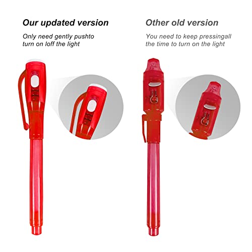 Invisible Ink Pens, Upgraded Spy Invisible Ink Pen with UV Light Magic Marker for Secret Message and Kids Christmas Goodies Bags Toy (7pcs)