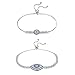 WOSTU Women Evil Eye Protection Bracelets 925 Sterling Silver White Gold Plated Adjustable Bracelets