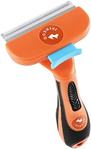 iPinkoo Pet Grooming Brush Tool - Ejector Button Fur Release With Ease - For Dog &amp; Cat Deshedding Tool Reducing Shedding Up To 90%