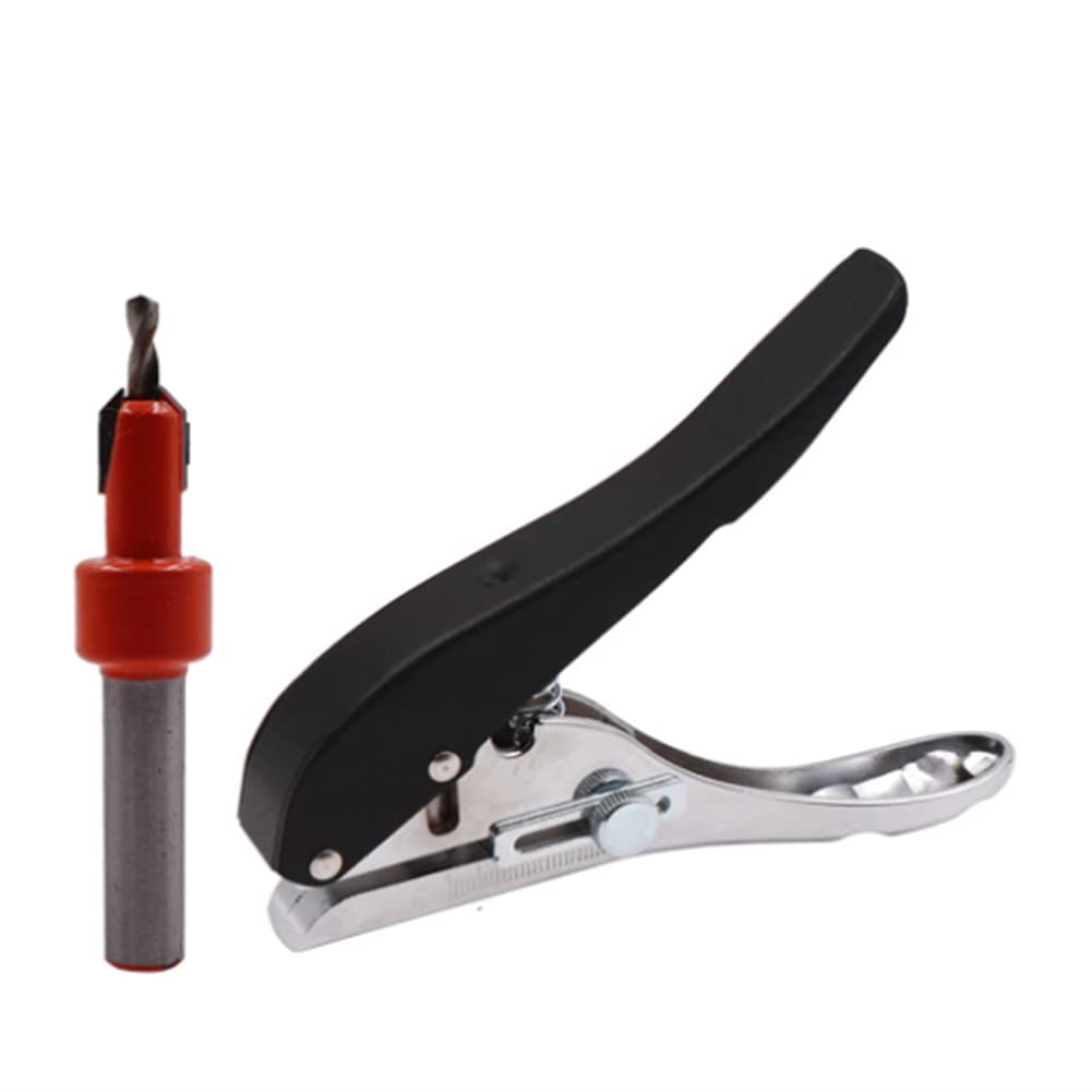 Retibfds 2 Pcs Card Hole Punch Set Paper Screw Cover with Countersink Drill Adjustable Position 2.8mm