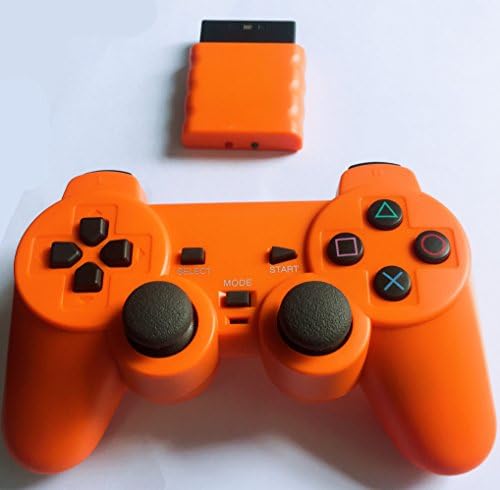 komekuma 2.4g Wireless Game Pad Joysticks Gaming Controller Joypad Gamepad Console for Sony Playstation 2 Dual Shock Dual Includes (Orange)