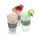 Host Tumbler Freeze Two Pack, Plastic Double Wall Insulated Freezer Gel Chiller Travel Drinkware, Comfort Silicone Grip, Set of 2, Grey
