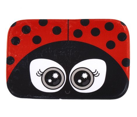 Homespun Red Ladybug Big Eyes Bathroom Bath Mat Carpet Rug 40 x 60 Cm Black Red Soft Comfortable Gift