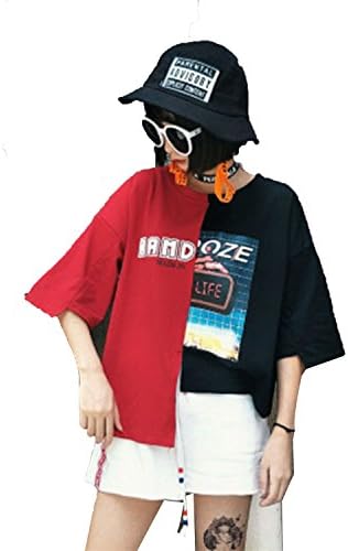 T Shirt Women Summer Top t-Shirt Streetwear Hip Hop Patchwork Tshirt Korean Style Plus Size Women Clothing