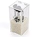 MyGift Hinged Top Lid Makeup Brush Case with White Faux Pearls, Clear Acrylic