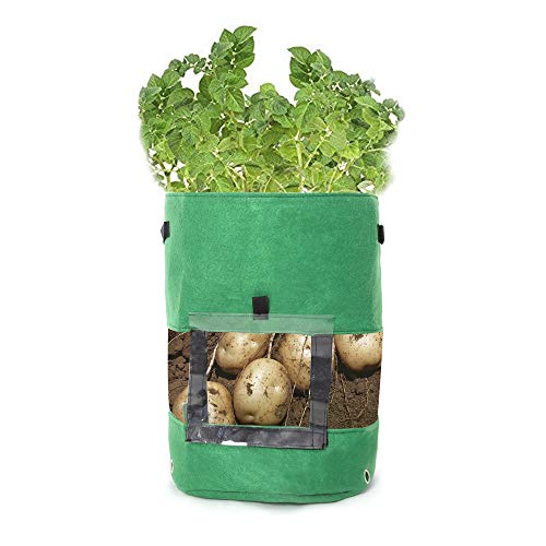 Zedco 1PC Green maomao Potato Grow Bags by Thickened PVC and Nonwoven Fabric for Potato/Plant Pots with Transparent Window