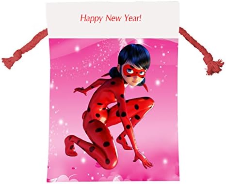 Beautiful Miraculous Ladybug Personalized Christmas Bag Drawstring Santa Claus Sack For Holiday Presents