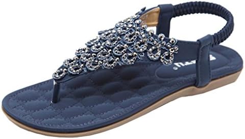 Perman Women Fashion Sandals, SIKETU Bohemia Open Toe Elasticity Closure Flat Bead T-Strap Slippe Sandals
