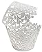 CUPCAKE WRAPPERS - 100 Pack White Shimmering Decorative Vine Lace Liner Wrapper - Versatile Design makes it perfect for Weddings Birthdays Tea Parties and any Special Event