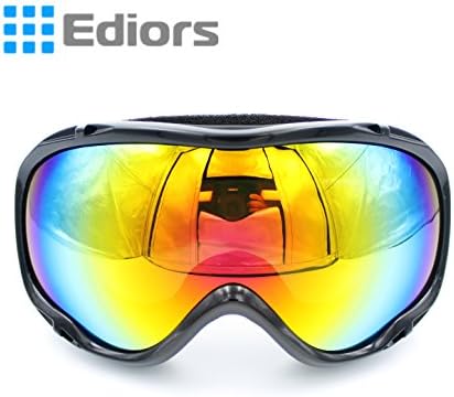 Ediors® Ski Goggles for Adult Youth Girl Boy- OTG Optical Prescription Snow,Skiing,Snowboard,Snowboarding,Snowmobile Eyewear with Dual Anti-fog,Anti-UV Lens,Case (Black)