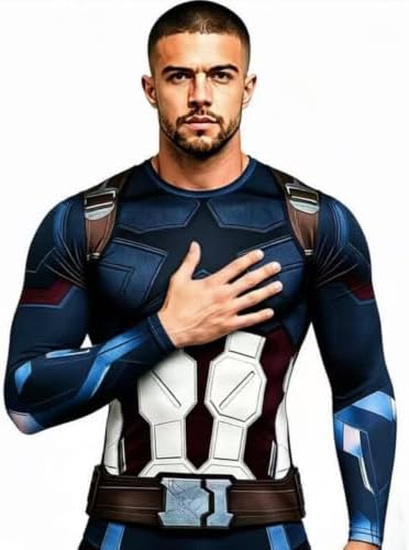captain america dress shirt Men's RSVLTS Navy Captain America Legendary Hero KUNUFLEX Button-Down Shirt