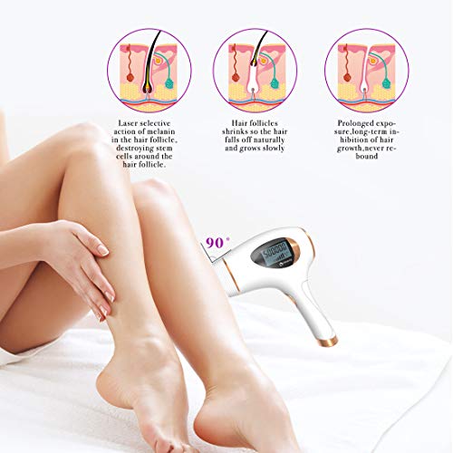 Hibeauty Permanent Hair Removal System for Women & Men, 500,000 Flashes IPL Permanent Hair Removal & Upgrade Ice Compress, Home Use, Whole Body Home Use (TR-002) (Gold)