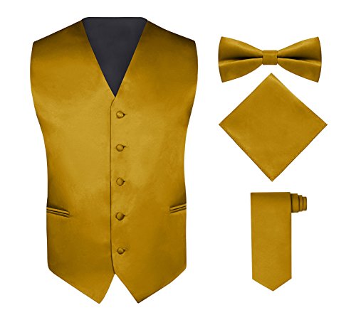 S.H. Churchill & Co.Men's 4 Piece Vest Set, with Bow Tie, Neck Tie & Pocket Hankie