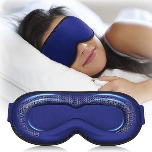 Photo 1 of 3D Contoured Weighted Eye Mask for Sleeping – Blackout, Lash-Friendly Sleep Mask for Relaxation, Spring Break, Beach Vacation, Summer Hiking Essentials, Washable Memory Foam, Navy Blue