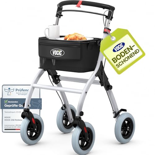 VOCIC Z32 Rollator Schmal für Wohnung,Indoor Rollator Faltbar und Leicht