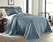 Chezmoi Collection Kingston King Size Bedspread Set, 3-Piece Blue Oversized Quilted Microfiber Lightweight Bedspread Coverlet (118