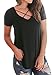 Women Short Sleeve Criss Cross Neck Casual Tops T-Shirt Black L