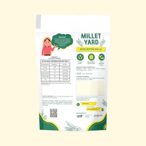 Millet Yard Foxtail Flour, Made with unpolished foxtail millet I Suitable for multiple millet recipes I Pongal, Halwa, Dhokla I High in fibre and Iron - 400 gram X 2 1