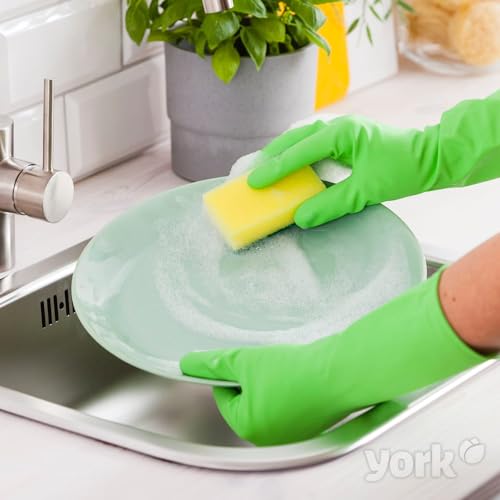 York Universal Kitchen Scrubber with Abrasive Fibre Multi-Purpose Sponge for Washing Dishes Pots and Pans Surface Cleaning Megapack of 28 Units Multi-Coloured Saving Format