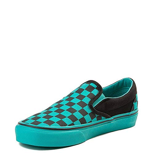 aqua black checkered vans