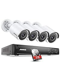 ANNKE 8CH UltraHD 4K Home Security Camera System w  4 x 8MP PoE IP Bullet Cameras + 2TB HDD, 100ft Night Vision, Weatherproof H.265 NVR Surveillance Camera System Support Motion Detect + Remote Access
