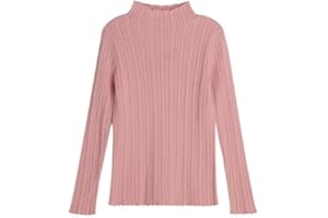 SEEFOR Girl's Mock Neck Sweaters Kids Long Sleeve Drop Shoulder Pullover Cable Knit Chunky Contrast Sweater Tops