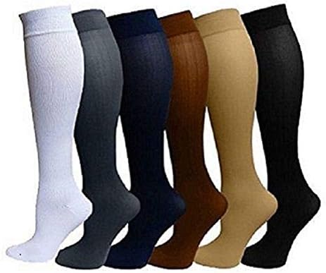 feifanshop Compression Socks 6 Pairs for Women & Men for Medical, Nursing, Running & Fitness, Edema, Diabetic, Varicose Veins, Travel & Flight, Pregnancy, Nurses-Blood Circulation & Recovery