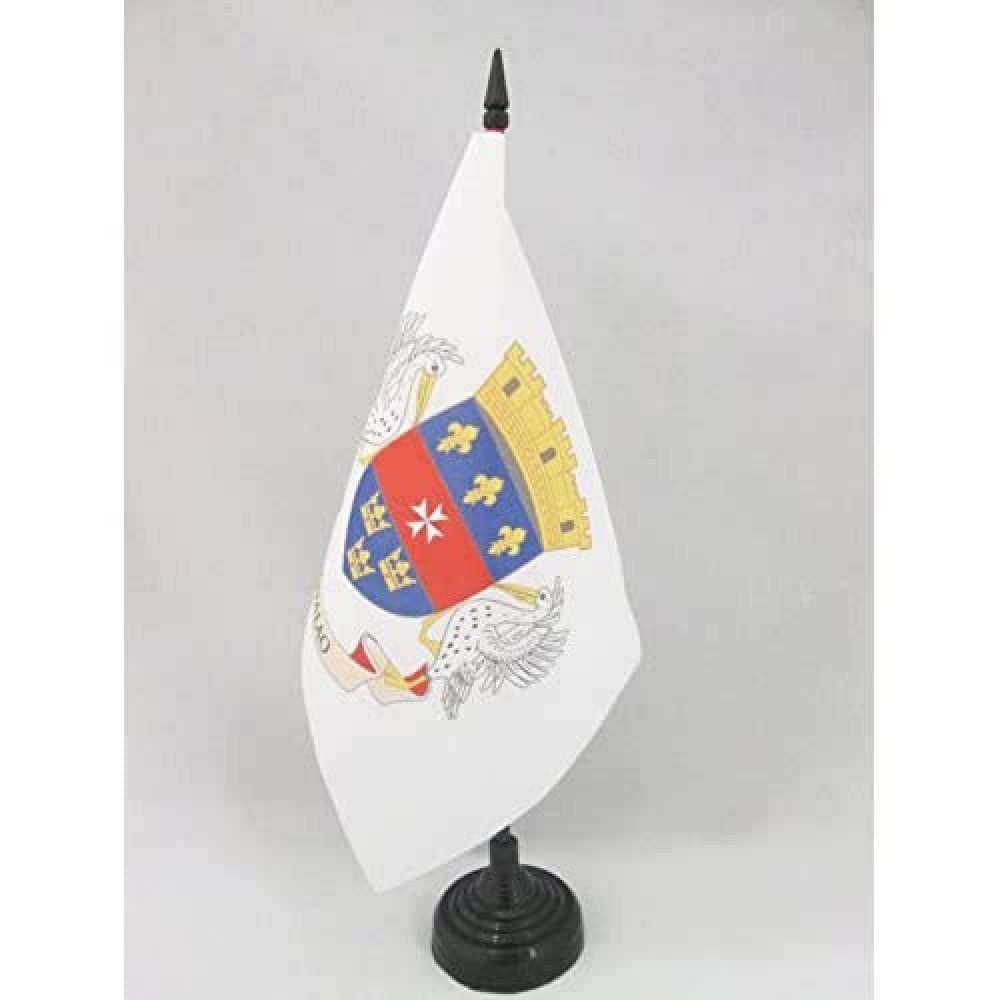 AZ FLAG French Department of Saint Barthélémy Table Flag 5'' x 8'' - Department of France Office Decoration 100% Polyester 21 x 14 cm - Mini Desk Flag with Pole and Black Plastic Base