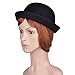 VBIGER Women Woolen Roll-up Brim Fedora Bowler Hat (Black)