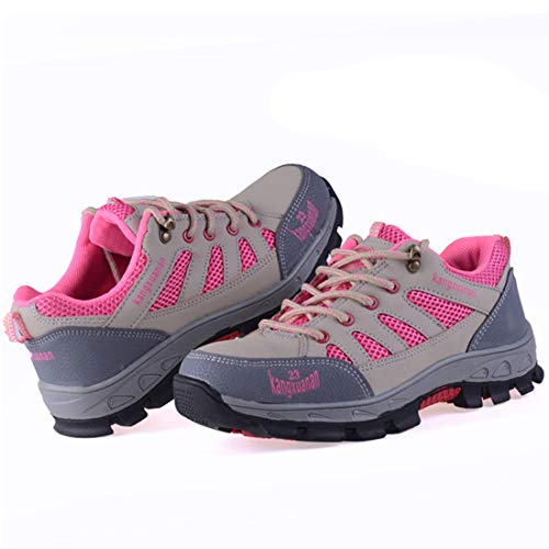 SUADEX Steel Toe Shoes Men Women, Indestructible Work Shoes Breathable Industrial Construction Non Slip Puncture Proof Composite Safety Toe Shoes 825-Pink Size 7.5 Women/6 Men