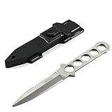 Snake Eye Tactical Dive Knife ll, All Stainless with Line Cutter, Razor Edge and Leg Strap Sheath (Single Edge)