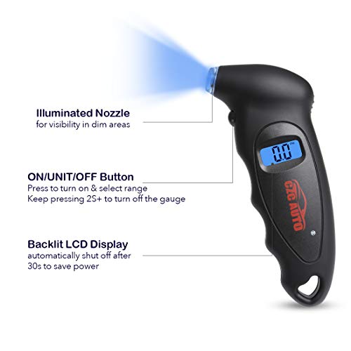 CZC AUTO Digital Tire Pressure Gauge Reader Checker 4 Settings Digital