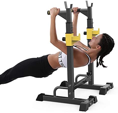 DNFITNESS Heavy Duty Dip Station Dipping Stand Full Pull Up Parallel Bar Bicep Triceps Home Gym Exercise Workout Dip Bar W/Non-Slip Grips Pull Up Bar Push-Up (Color : Black, Size : 88 * 58 * 90cm)