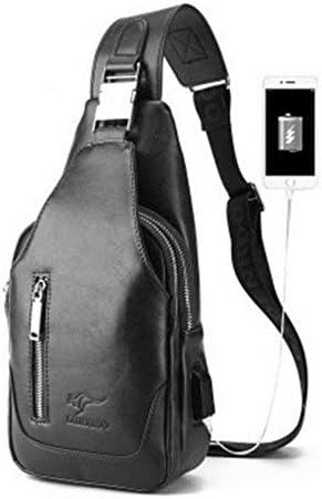 Men Chest Pack Messenger Shoulder Bag Male Functional Multilayer Large Capacity Chest Pack For Men Casual Bag Crossbody Bag Blue (Usb Black)