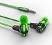 Sentey Green Earbuds Earphones In ear Headphones headset Inline Control and Microphone Metal Audiophile for Music Running Travel Carrying Case Included Tangle Free Cable Oryon LS-4218 Kids Men Girls