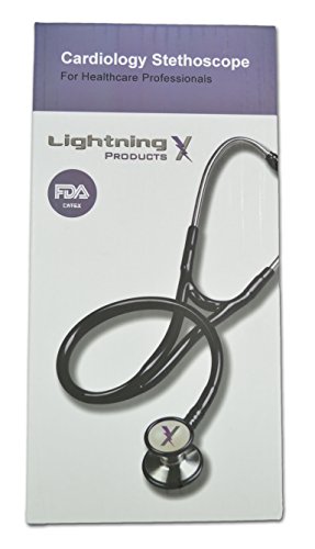 Lightning X Premium Cardiology Professional Dual Head Stainless Steel Stethoscope - Black